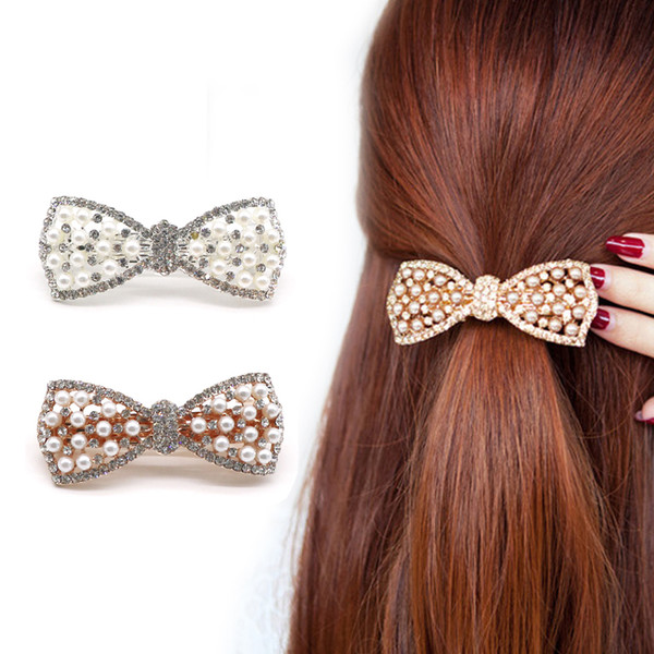 1Pcs Crystal Rhinestone Hair Clips Scrunchy Donut Big Hair Pins Metal Clip Haipins Accessories For Women Lady 2Color