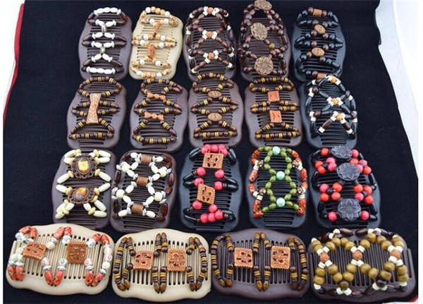 100PCS Magic Butterfly Wood/wooden Beads Double Magic Fashion Women Hair Clip /Comb X102