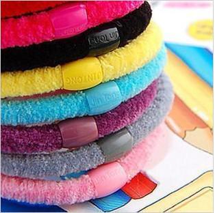 100pcs/lot Elastic Band Mixed Color Velvet Elastic Hair Band Rope Hair Accessory For Girl/woman