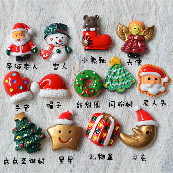 Christmas jewelry accessories resin parts DIY handmade children hair rope hairpin Christmas