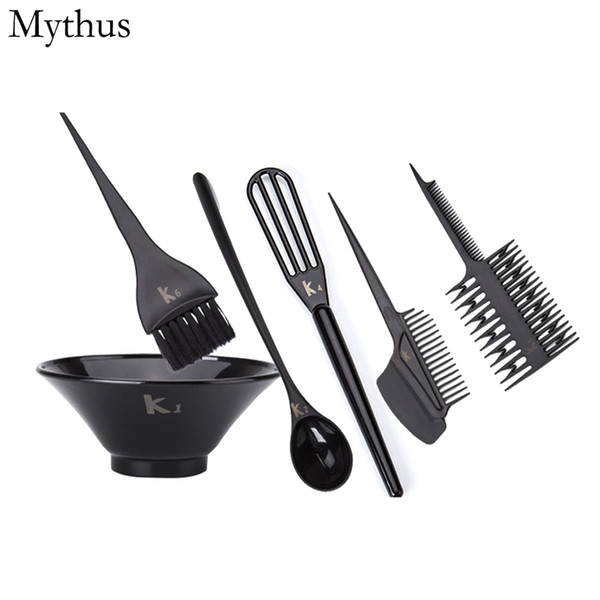 Professional Hair Coloring Tools Set 6Pcs/Set Silicone Hair Color Mixing Bowls Dyeing Mixing Bowl Tinting Brush Hairdressing Tools