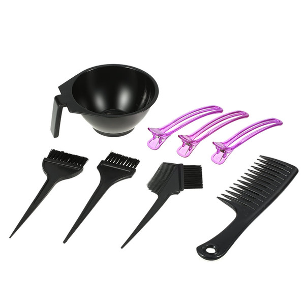 Professional Hair Color Mixing Bowls Tinting Salon Dyeing Brush Sectioning Clips Hairdressing Coloring Tools 8Pcs/Set