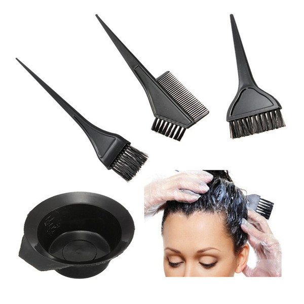 1 Set 4pcs Black Plastic Hair Dye Colouring Brush Comb Mixing Bowl Barber Salon Tint Hairdressing Styling Tools