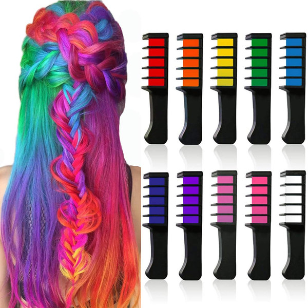 10 Color Temporary Bright Hair Chalk Set, Metallic Glitter Hair Chalks Birthday Girls Gift, Hair Chalk Comb Set Washable Color