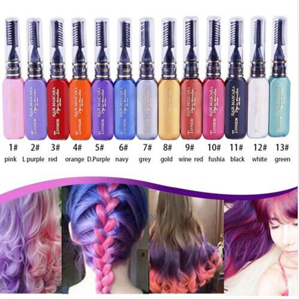 High Quality Fashion Hair Color Cream 13 Colors Temporary Hair Dye Mascara Cream Non-toxic DIY Hair Dye Pen