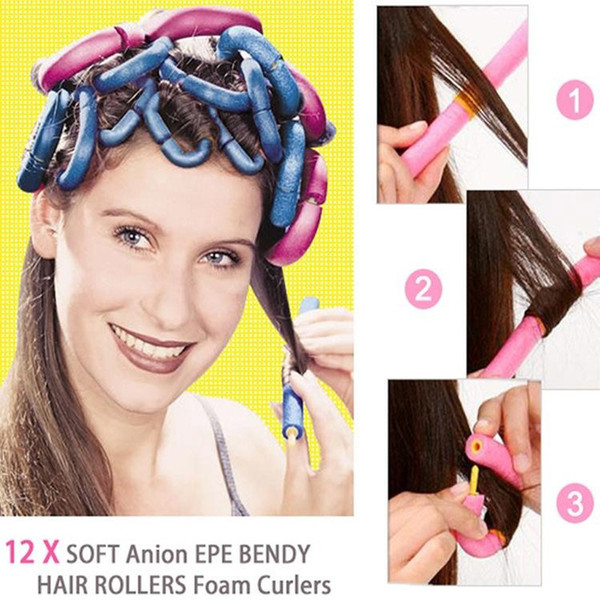 12 Pcs Hair Magic Self-adhesive Curly Sponge Hair Stick HairStyle Maker Tool DIY Salon Accessory H7JP