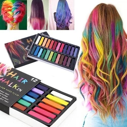 12 Colors Hair Dye Chalk Temporary Instant Hair Color Non-toxic Soft Pastel Kit