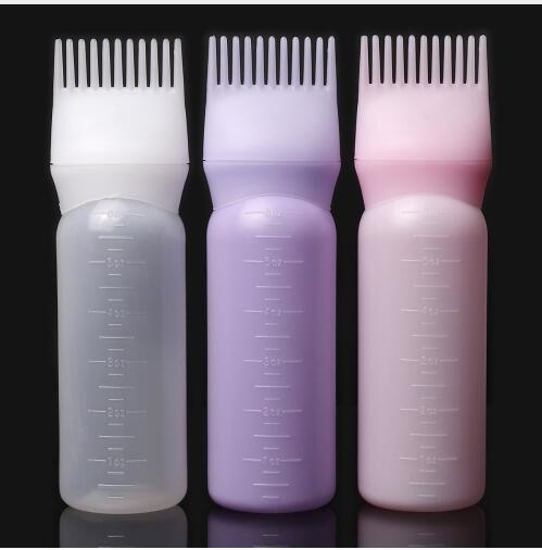 170ml Hair Styling Dye Liquid Filling Graduated Bottle Applicator with Brush Head Hairstyling Hairdressing Water Dispensing Tool