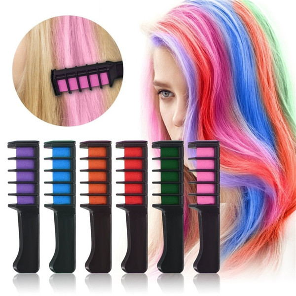 Disposable Pro Personal Use Hair Chalk Color Comb Dye Kits Temporary party Cosplay 6 Colors Salon Hairs Dyeing Tool