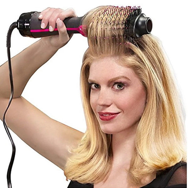 2 in 1 Multifunctional Hair Dryer Volumizer Rotating Hot Hair Brush Curler Roller Rotate Styler Comb Styling Curling Flat iron