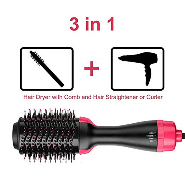 3 in 1 Hot Air Curling Brush One Step Hair Dryer Volumizer Negative Ion Straightening Brush Salon Curler Hair Styling Hot Comb