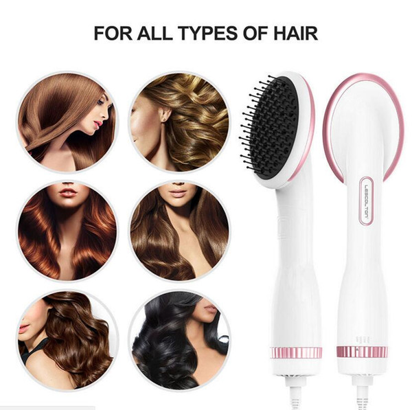 Professional ionic Electric Hair Straightener Hot Air Brush Hairstyling Scalp Massager Smooth Hairdryer Straighter Hair Dry Comb