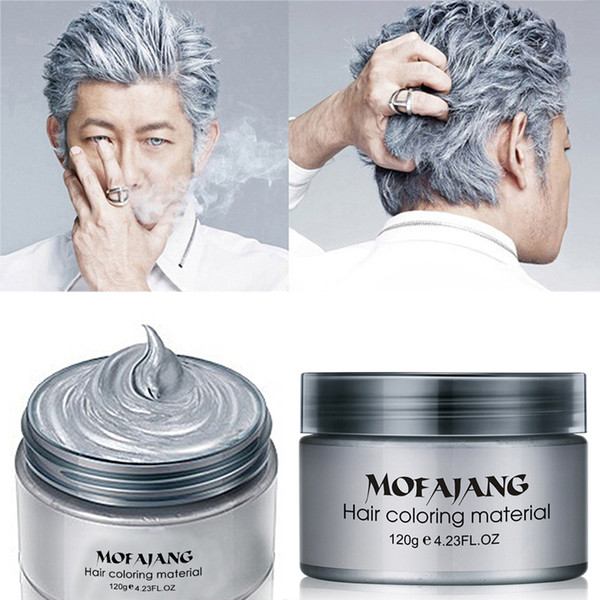 MOFAJANG Hair Wax 120G Silver Grandma Grey Temporary Hair Pomade 7 Colors Disposable Fashion hair clay Coloring mud cream