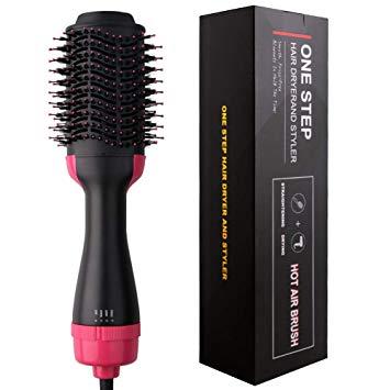 One Step Hair Dryer and Volumizer Air Paddle Styling Brush Negative Ion Generator Hair Straightener Curler for All Hair