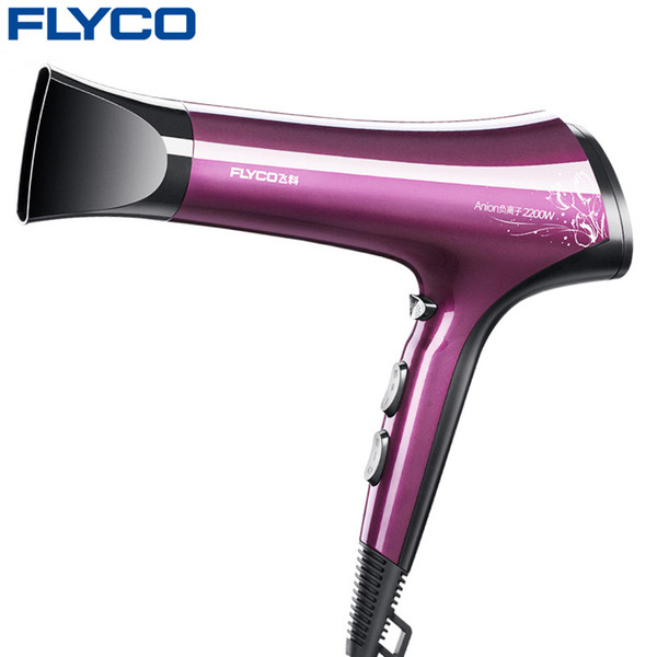 Wholesale- FLYCO New Professional Hot and Cold Wind Blow Dryer 2200W Hair Dryer for Salon Thermostatic Styling Tools Household 220V FH6273