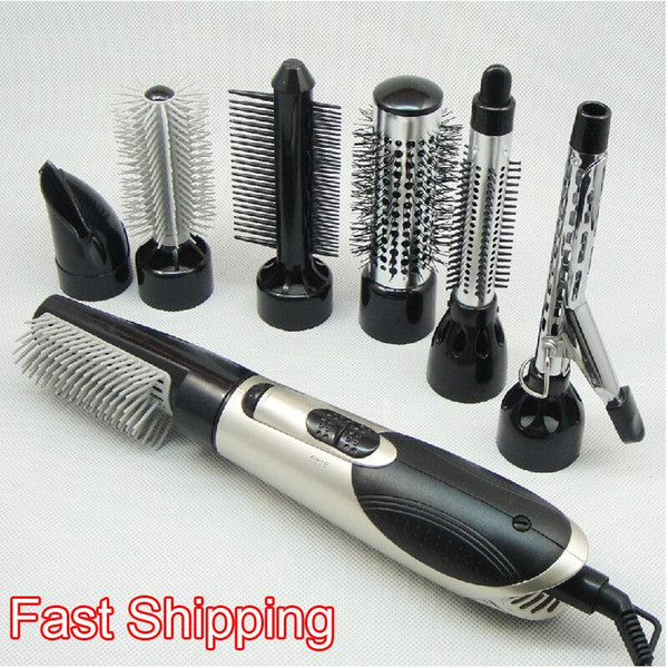 Free fast shipping Hot Sale 700w electric hair drier styling brush comb 7 in 1 not rotating comb style dryer