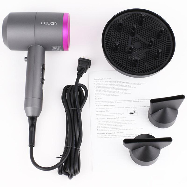 In Stock FELICIA Hair Dryer Professional Hair Care Tools with Strong Wind Quick Dry Hair Dryer Salon for Travel Home Use US EU Plug