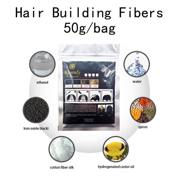 50g hair fiber powder refill black dark brown color hair building fiber material hair loss concealer cover thinning area