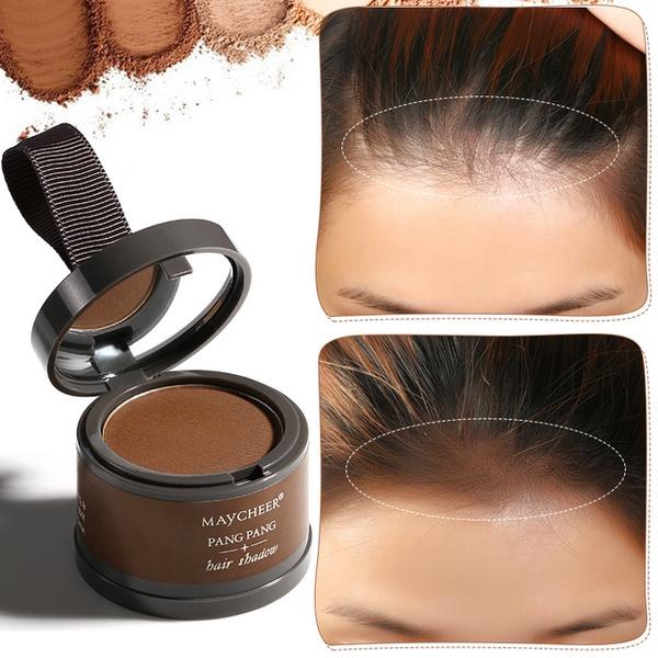 Women Beauty Makeup Waterproof Long Lasting Hairline Shadow Powder Hair Repair Powder Modified Hairline Make Up Powder with Puff Brown/Mediu