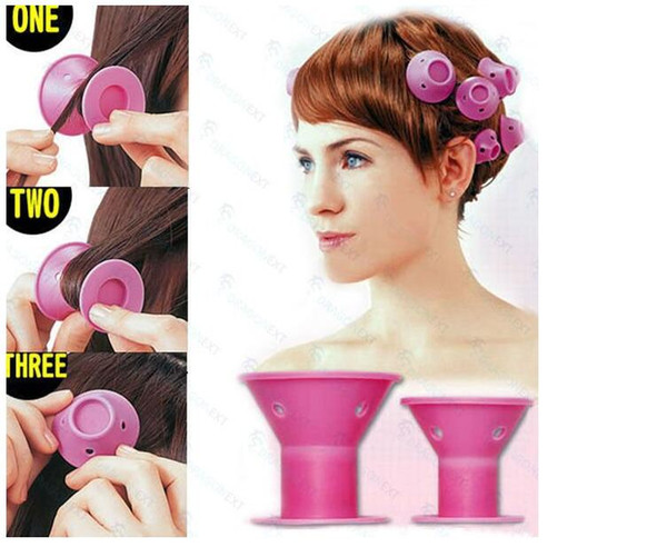 2018 silicone curlers 10Pcs/set Hairstyle Soft Hair Care DIY Peco Roll Hair Style Roller Curler Salon Soft Silicone Pink Color Hair Roller