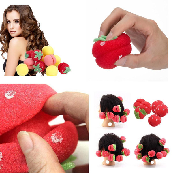 6Pcs/set Hair Styling Tools Girls Strawberry Soft Sponge Hair Tool Rollers Curlers DIY Hair Braids Tool