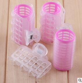 3pcs/set Perfect Hair Rollers Pink Transparency Hair Cylinder Plastic Self-adhesive Magic Roll Hair Care & Styling Tools