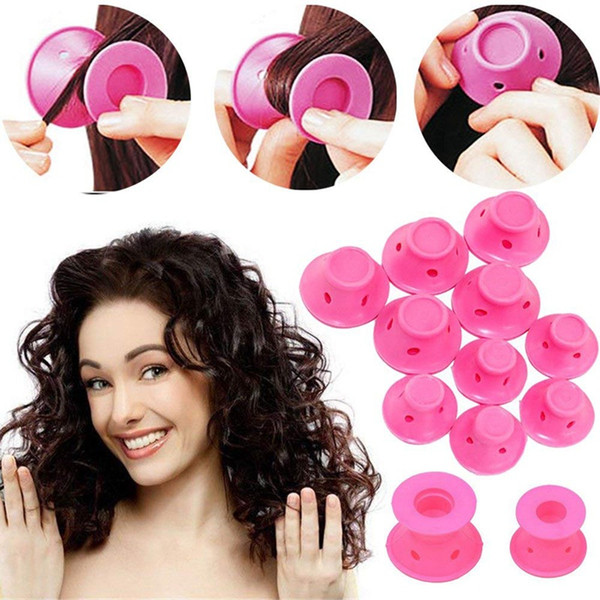 10pcs/set Soft Rubber Magic Hair Care Rollers Silicone Hair Curler No Heat No Clip Hair Curling Styling DIY Tool