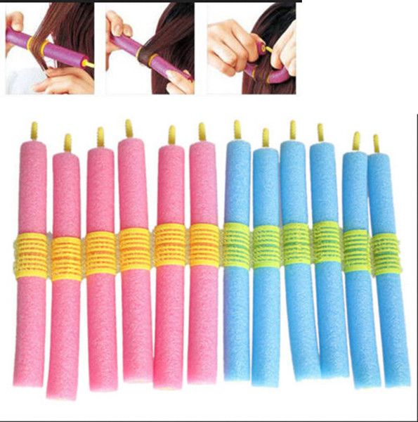 12PCS Soft Twist Soft Foam Bendy Hair Rollers Curlers Cling Strip R