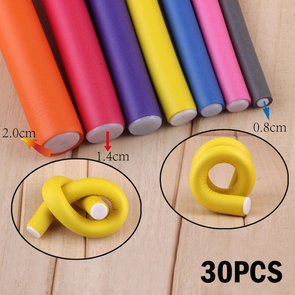 30 Pcs /Set Hair Curler Flexi Rods Soft Foam Bendy Hair Roller Plastic Hair Curling Magic Diy Styling Sticks Tools For Hairstyle