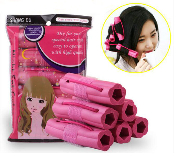 6 Pcs/Set Hairstyle Soft Hair Care DIY Roll Hair Style Roller Curler Salon Soft Sponge Pink Color Hair Roller