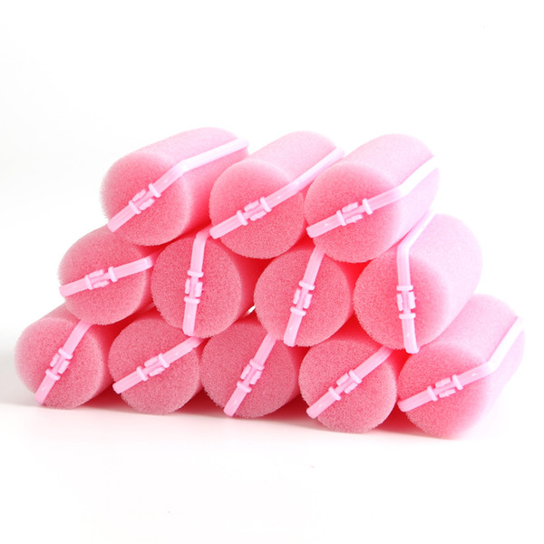 12Pcs Pink Buckle Soft Sponge Foam Hair Curler Roller Easy Curlring Styling Salon Barber Hairdressing Hairstyling Twist Tools Ki