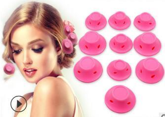 10Pcs/set Pink/Blue Bell Curlers Silica Gel Mushroom Magic Curler Hair Rollers Hair Care & Styling Tools Hair Accessories HA004