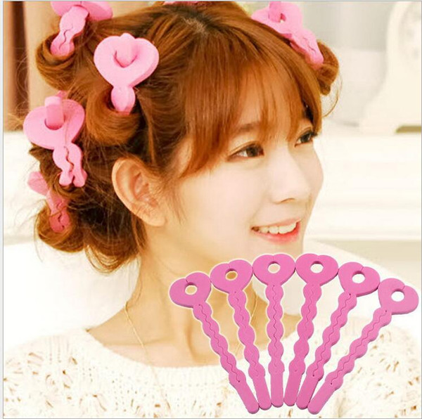 DIY Pink Sponge Hair Soft Curler Roller Strip Curl Magic crimper Tool Twist