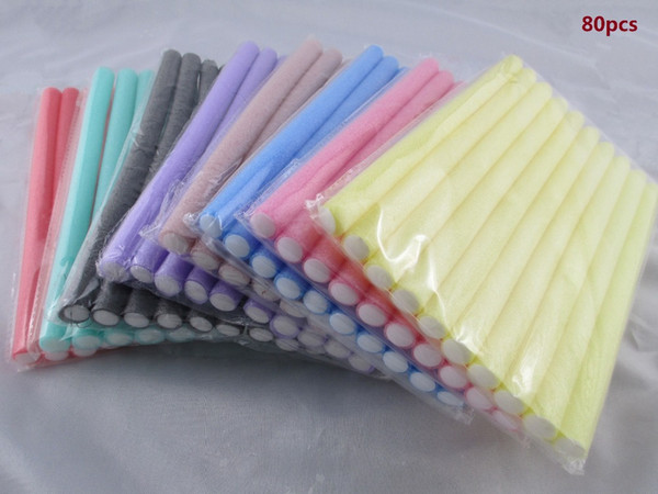 Fast Shipping Wholesale 80pcs Lot Curler Makers Soft Foam Bendy Twist Curls Diy Styling Hair Rollers Tool For Women Accessories