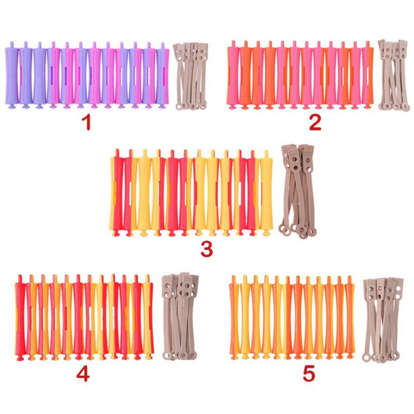 DIY Perm Rod Salon Hair Roller Rubber Band Hair Clip Curling Curler Hairdressing Maker Styling DIY Hair Tool Random Color 12Pcs/Set