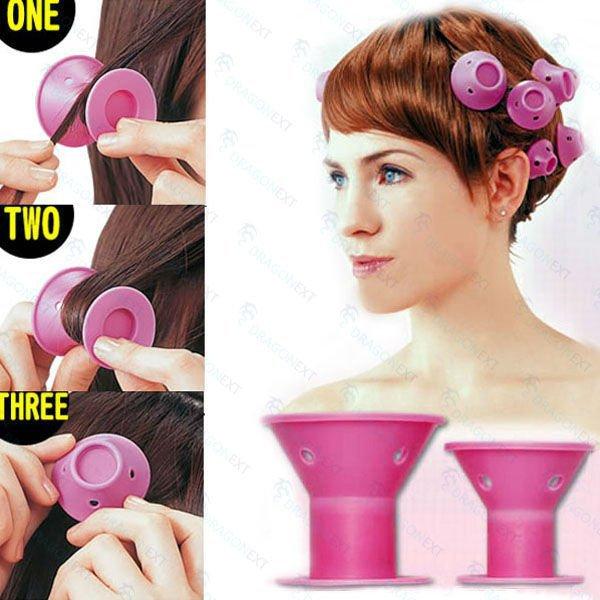 silicone curlers 10Pcs/set Hairstyle Soft Hair Care DIY Peco Roll Hair Style Roller Curler Salon Soft Silicone Pink Color Hair Roller