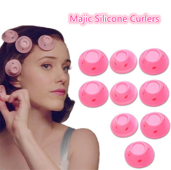 Silicone Curlers 10Pcs/set Hairstyle Soft Hair Care DIY Peco Roll Hair Style Roller Curler Salon Soft Silicone Pink Color Hair Roller