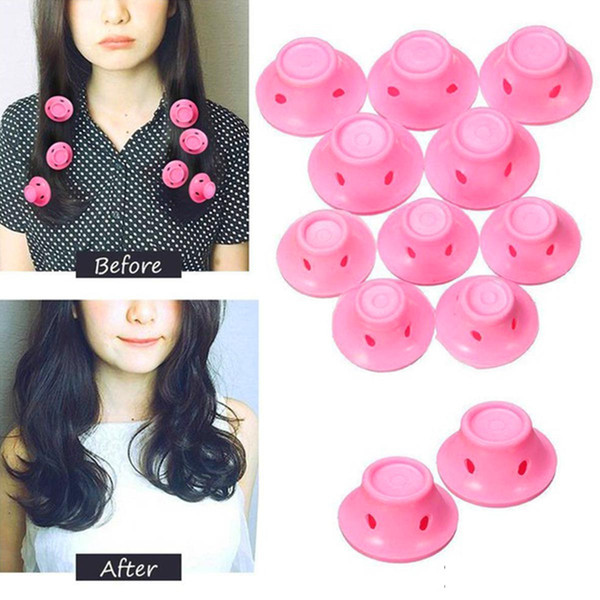 silicone curlers 10Pcs/set Hairstyle Soft Hair Care DIY Peco Roll Hair Style Roller Curler Salon Soft Silicone Pink Color Hair Roller