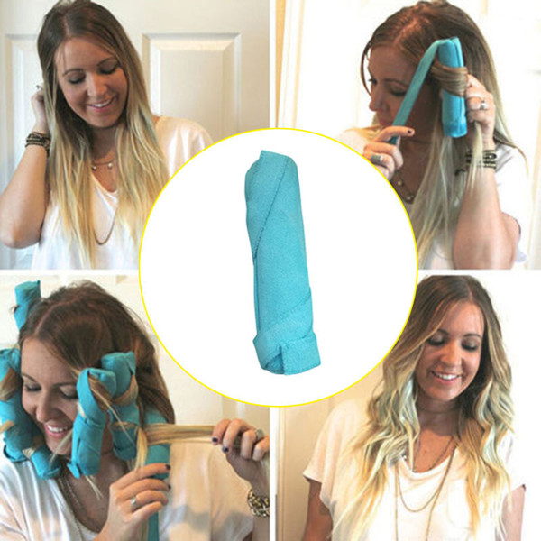 8pcs Hair Rollers Sleep Styler Kit Long Cotton Curlers DIY Styling Tools Blue Color Magic Hair Dressing Charming Hairstyle