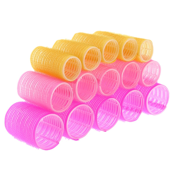 15pcs/lot Hairdressing Home Use DIY Magic Large Self-Adhesive Hair Rollers Styling Roller Roll Curler Beauty Tool 3 Size