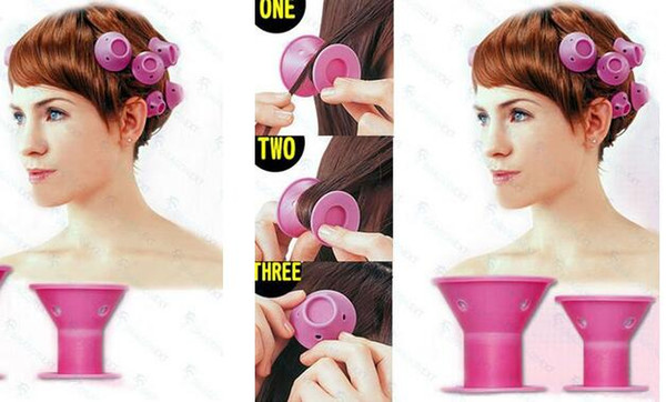 2018 silicone curlers 10Pcs/set Hairstyle Soft Hair Care DIY Peco Roll Hair Style Roller Curler Salon Soft Silicone Pink Color Hair Roller