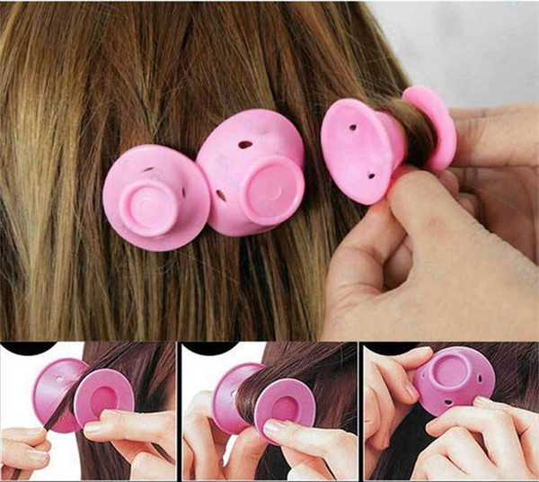 DHL silicone curlers 10Pcs/set Hairstyle Soft Hair Care DIY Peco Roll Hair Style Roller Curler Salon Soft Silicone Pink Color Hair Roller