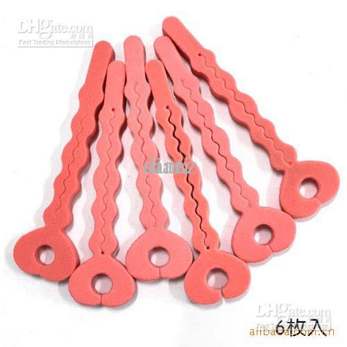 50set/300pcs/lot Pink Magic Hair Curler Roller Sponge hair strip Foam Soft Bendy hair Tool 6 pcs set