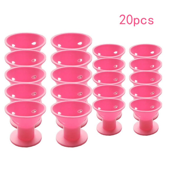 20PCS Curling tool of pink magic hair reel no clip no hot silicone hair curlers professional hair tools