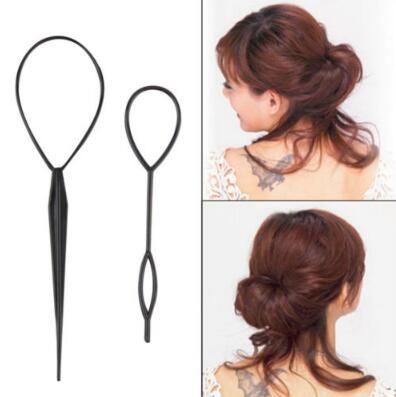 Ponytail Creator Plastic Loop Styling Tools Black Topsy Pony Topsy Tail Clip Hair Braid Maker Styling Tool Fashion Salon CCA9056 1000pcs