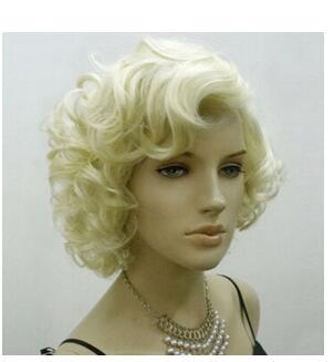 Blonde Cosplay Party Wig Marilyn Monroe Short Wavy Full Wigs Fashion 5.3 women's peruca hair queen Cosplay Hair Full Wig Synthetic Hair Wigs