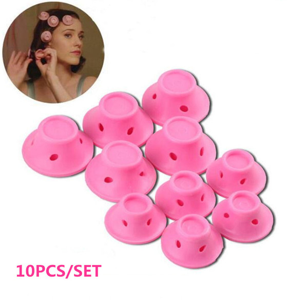 Pink Silicone Curlers 10Pcs/set Hairstyle Soft Hair Care DIY Peco Roll Hair Style Roller Curler Salon Soft Silicone Hair Roller 200