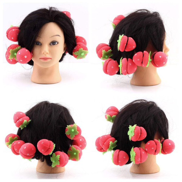 6 Pcs/Set Strawberry Shape Hairstyle Soft Hair Care DIY Roll Hair Style Roller Curler Salon Easy Quick Women Modelling Tools