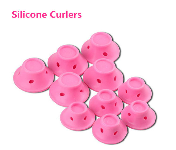 Silicone Curlers 10Pcs/set Hairstyle Soft Hair Care DIY Peco Roll Hair Style Roller Curler Salon Soft Silicone Pink Color Hair Roller 3set