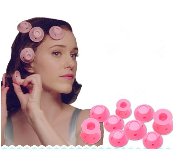 silicone curlers 10Pcs/set Hairstyle Soft Hair Care DIY Peco Roll Hair Style Roller Curler Salon Soft Silicone Pink Color Hair Roller 300Set